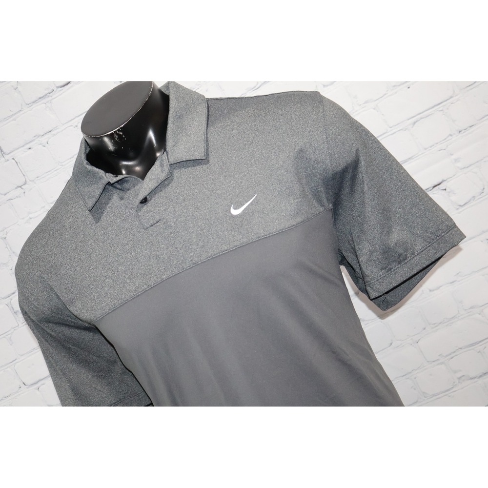 Nike Golf Polo Shirt Mens XL Gray Dri-Fit Standard Fit Short Sleeve Sportswear
